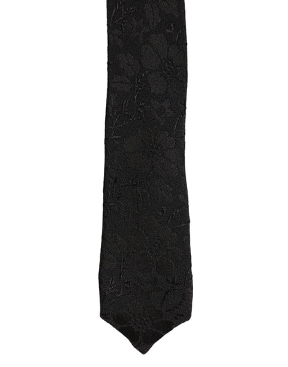 Dolce & Gabbana Black Floral Brocade Silk Adjustable Necktie Accessory Tie