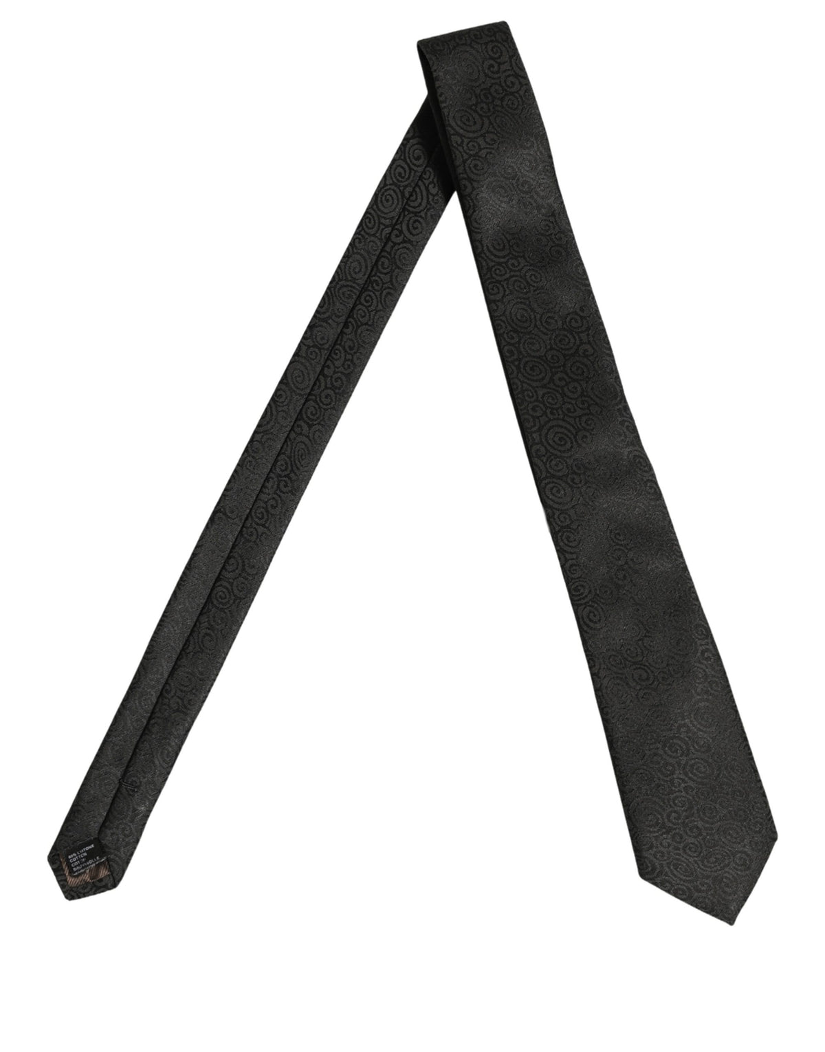 Dolce & Gabbana Black Swirl Pattern Silk Adjustable Necktie