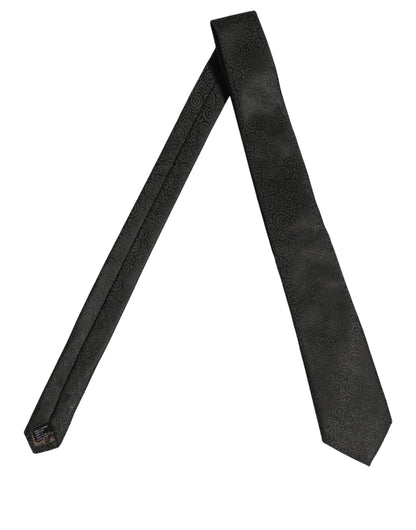Dolce & Gabbana Black Swirl Pattern Silk Adjustable Necktie
