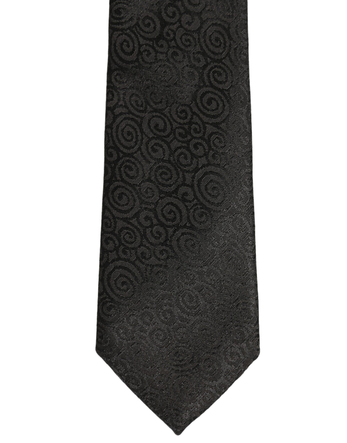 Dolce & Gabbana Black Swirl Pattern Silk Adjustable Necktie