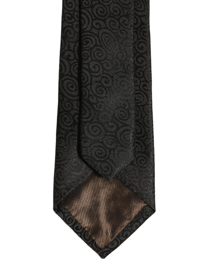 Dolce & Gabbana Black Swirl Pattern Silk Adjustable Necktie
