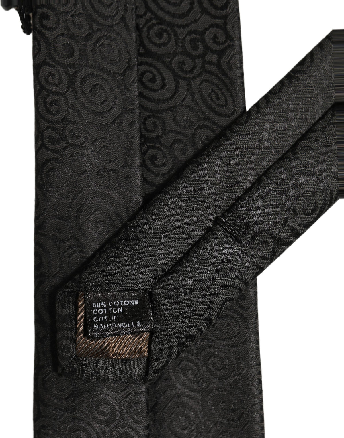 Dolce & Gabbana Black Swirl Pattern Silk Adjustable Necktie