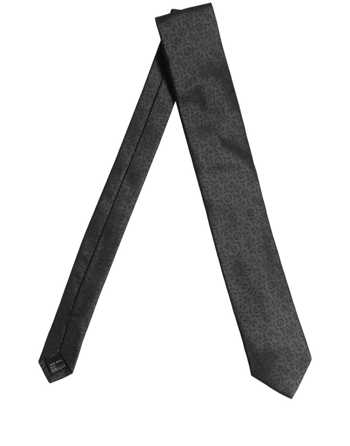 Dolce & Gabbana Black Jacquard Silk Adjustable Necktie