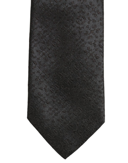 Dolce & Gabbana Black Jacquard Silk Adjustable Necktie