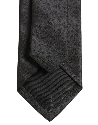 Dolce & Gabbana Black Jacquard Silk Adjustable Necktie