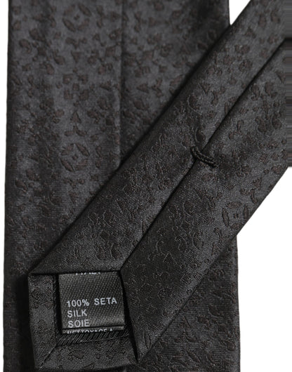 Dolce & Gabbana Black Jacquard Silk Adjustable Necktie