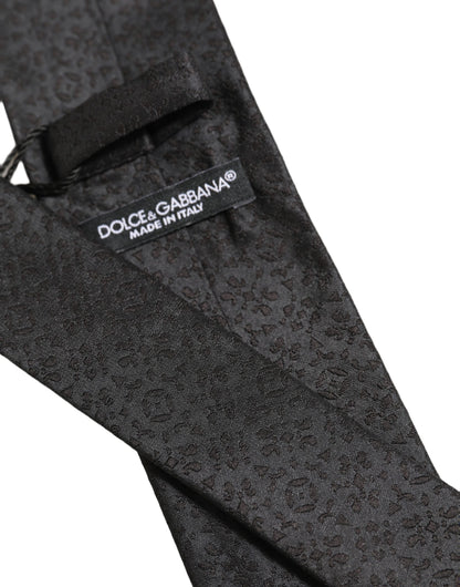 Dolce & Gabbana Black Jacquard Silk Adjustable Necktie
