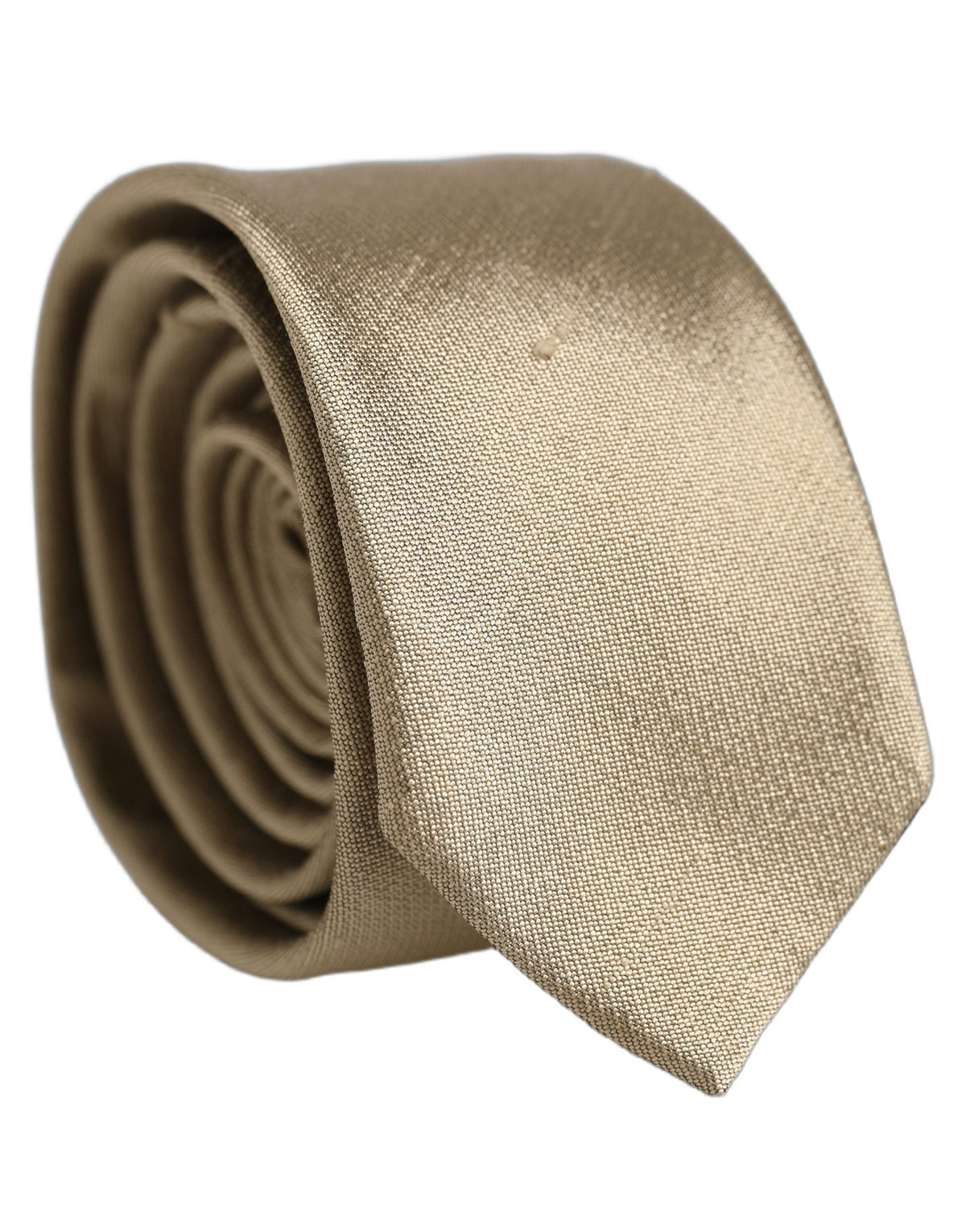 Dolce & Gabbana Gold Satin Silk Textured Adjustable Necktie Accessory Tie
