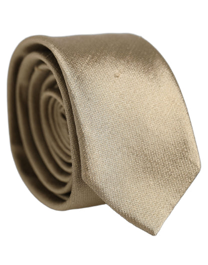 Dolce & Gabbana Gold Satin Silk Textured Adjustable Necktie Accessory Tie