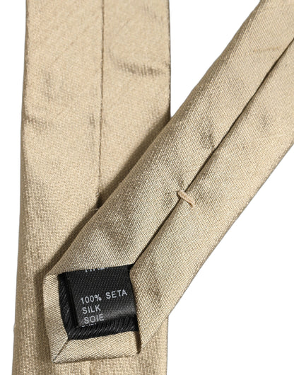 Dolce & Gabbana Gold Satin Silk Textured Adjustable Necktie Accessory Tie