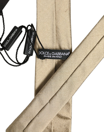 Dolce & Gabbana Gold Satin Silk Textured Adjustable Necktie Accessory Tie