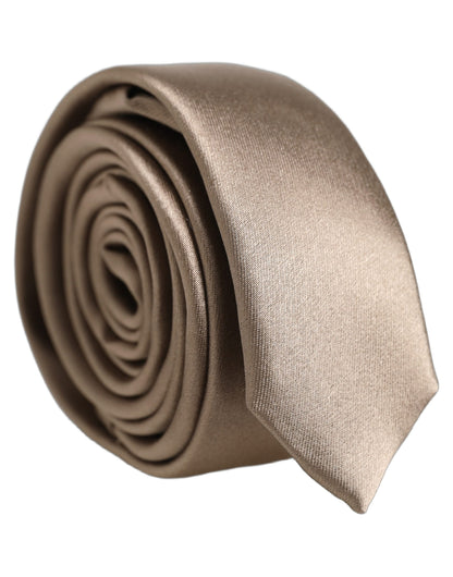 Dolce & Gabbana Brown Satin 100% Silk Adjustable Tied Necktie