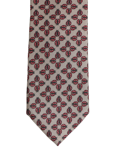 Dolce & Gabbana Beige Lady Bug Silk Adjustable Necktie Men Accessory Tie
