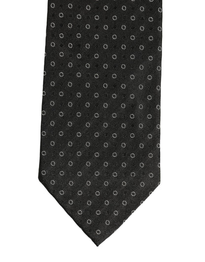 Dolce & Gabbana Black Geometric Circle Adjustable Necktie Accessory Tie