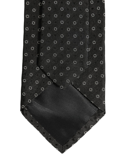 Dolce & Gabbana Black Geometric Circle Adjustable Necktie Accessory Tie
