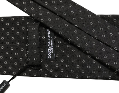 Dolce & Gabbana Black Geometric Circle Adjustable Necktie Accessory Tie