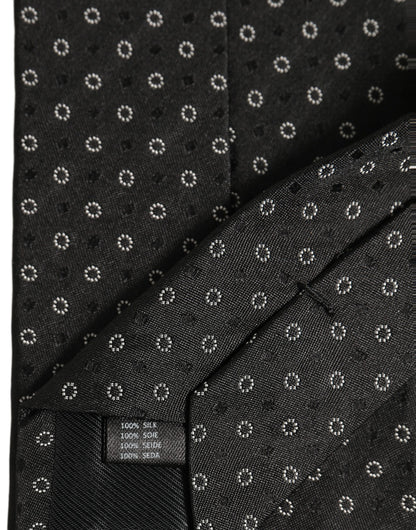 Dolce & Gabbana Black Geometric Circle Adjustable Necktie Accessory Tie