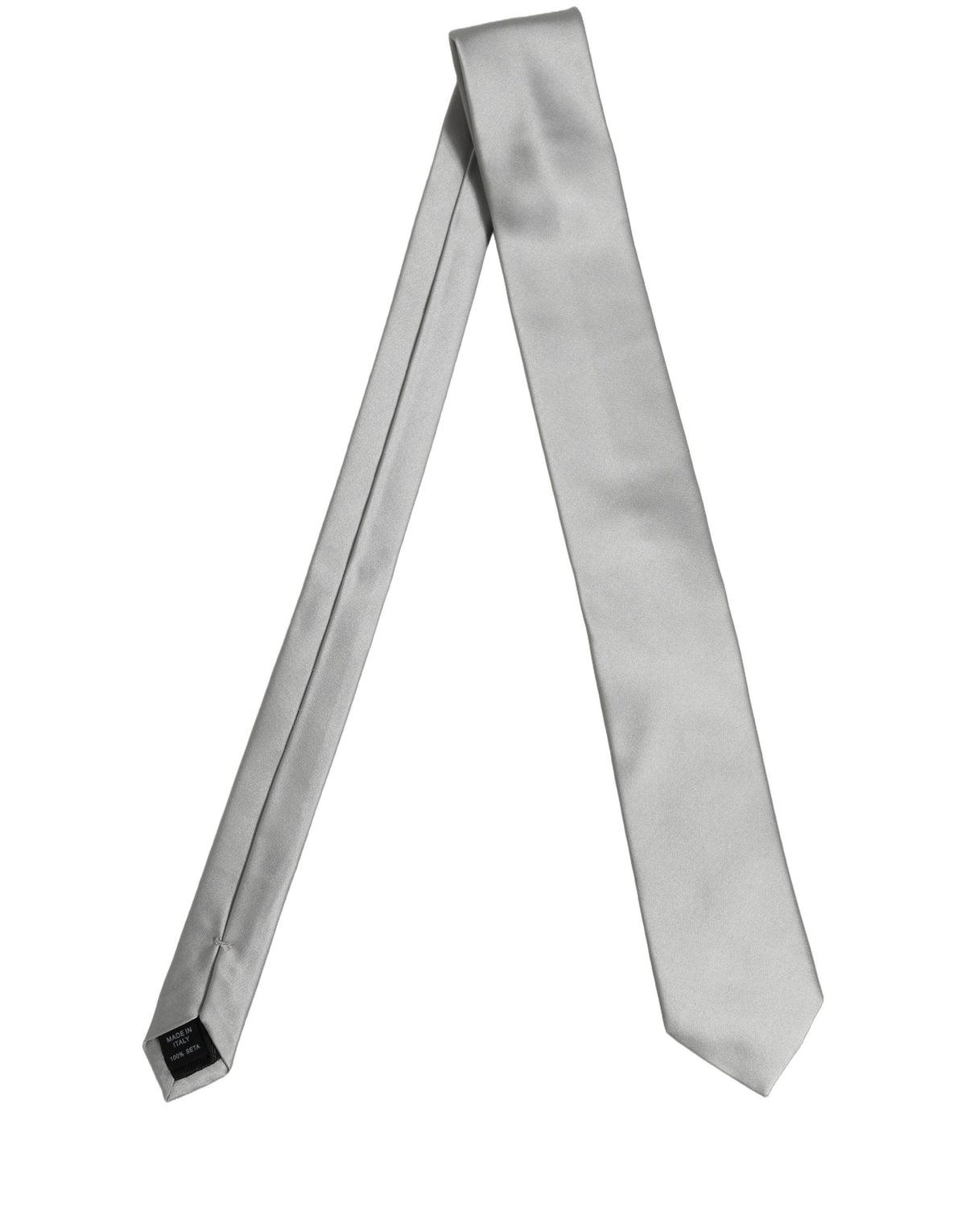 Dolce & Gabbana Gray Satin 100% Silk Adjustable Tied Necktie Tie