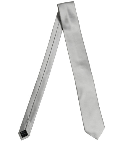 Dolce & Gabbana Gray Satin 100% Silk Adjustable Tied Necktie Tie