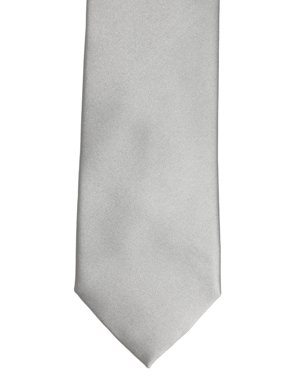 Dolce & Gabbana Gray Satin 100% Silk Adjustable Tied Necktie Tie