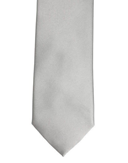 Dolce & Gabbana Gray Satin 100% Silk Adjustable Tied Necktie Tie