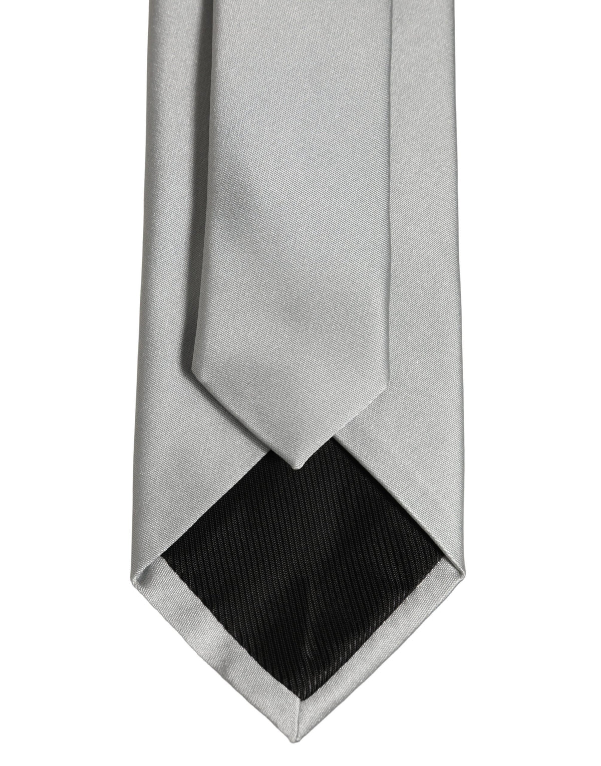 Dolce & Gabbana Gray Satin 100% Silk Adjustable Tied Necktie Tie