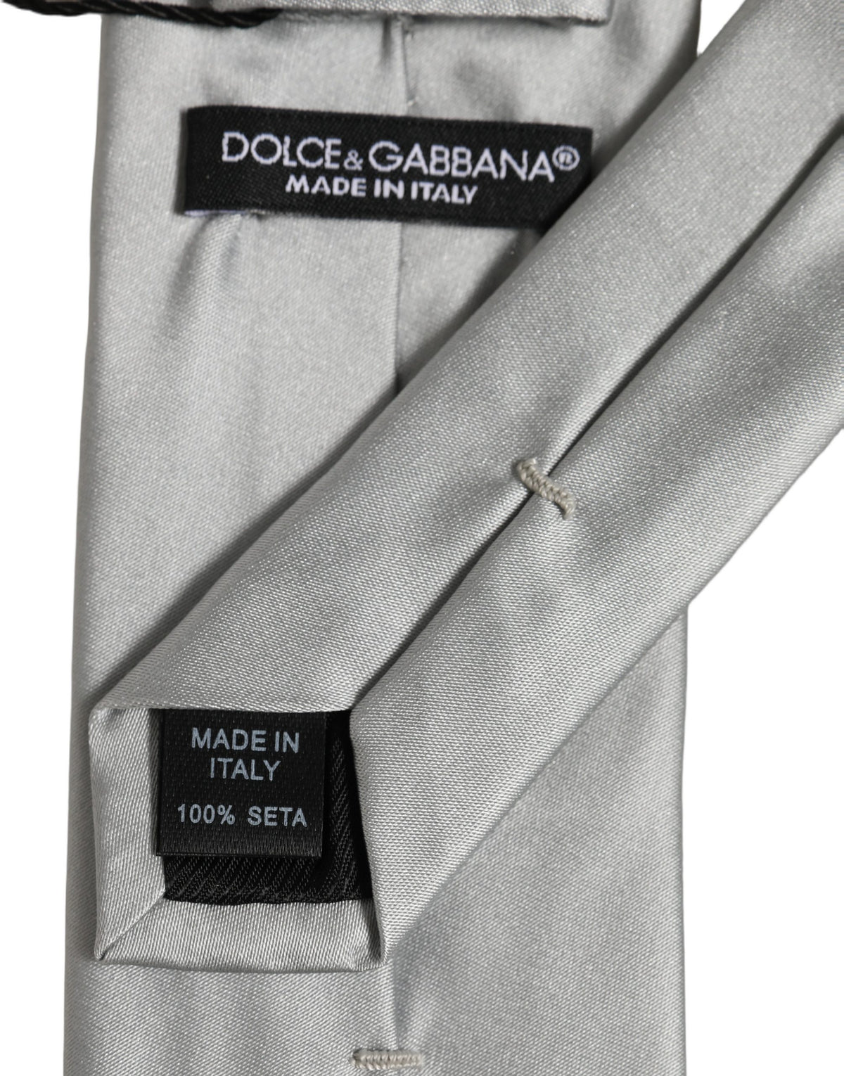 Dolce & Gabbana Gray Satin 100% Silk Adjustable Tied Necktie Tie