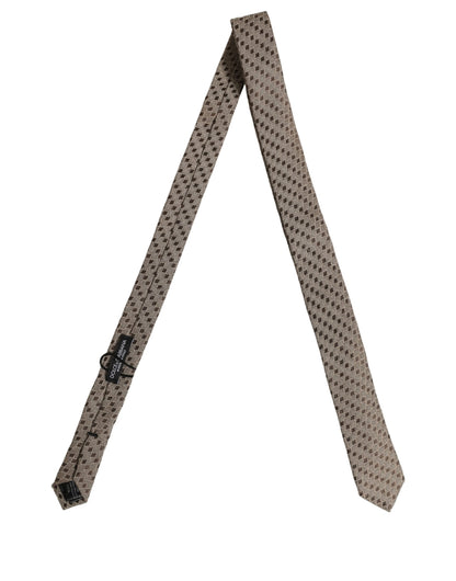 Dolce & Gabbana Brown Patterned Wool Adjustable Necktie Men Accessory Tie