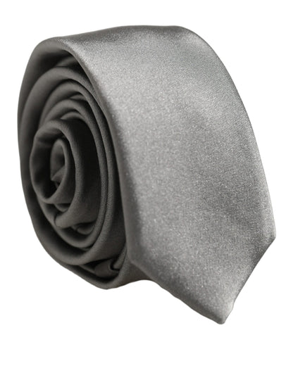 Dolce & Gabbana Gray Satin 100% Silk Adjustable Tied Men Necktie Tie