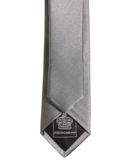 Dolce & Gabbana Gray Satin 100% Silk Adjustable Tied Men Necktie Tie