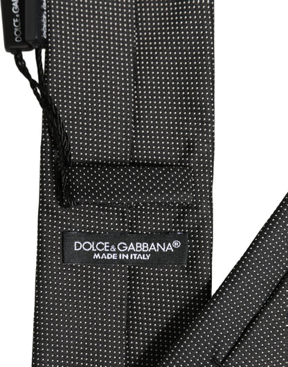 Dolce & Gabbana Black Silk Micro Polka Dot Adjustable Tied Necktie Tie