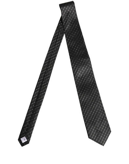 Dolce & Gabbana Black Jacquard Silk Adjustable Men Necktie Accessory Tie