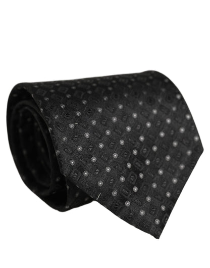 Dolce & Gabbana Black Jacquard Silk Adjustable Men Necktie Accessory Tie