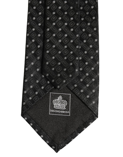 Dolce & Gabbana Black Jacquard Silk Adjustable Men Necktie Accessory Tie