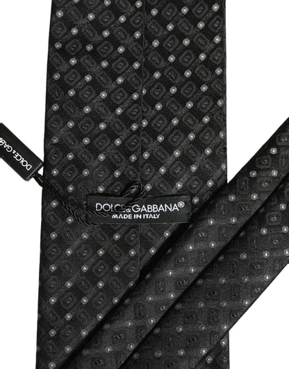 Dolce & Gabbana Black Jacquard Silk Adjustable Men Necktie Accessory Tie