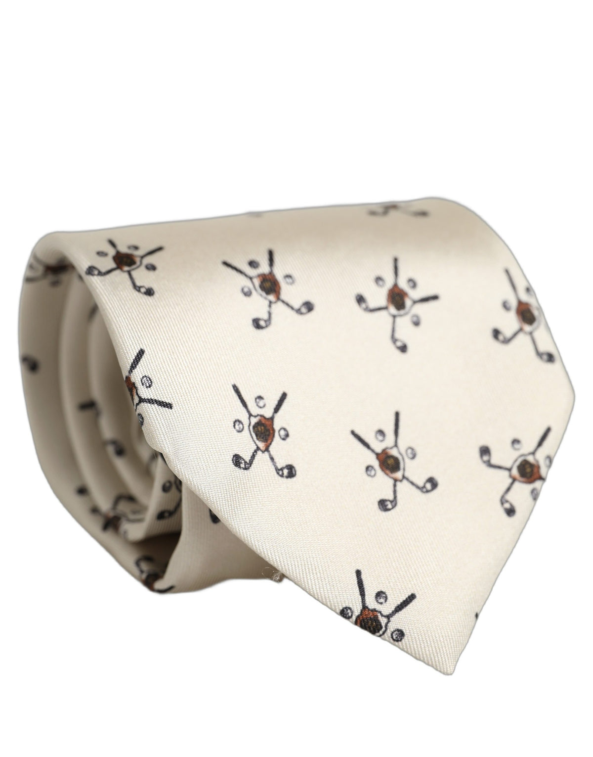 Dolce & Gabbana Off White Printed Silk Adjustable Necktie Accessory Tie