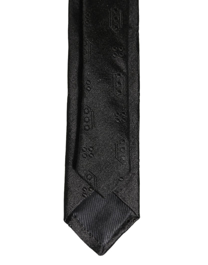 Dolce & Gabbana Black Silk Jacquard Adjustable Men Necktie Accessory Tie
