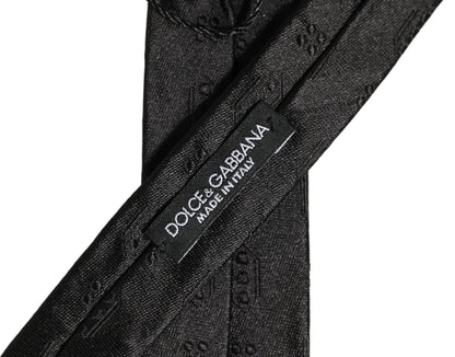 Dolce & Gabbana Black Silk Jacquard Adjustable Men Necktie Accessory Tie