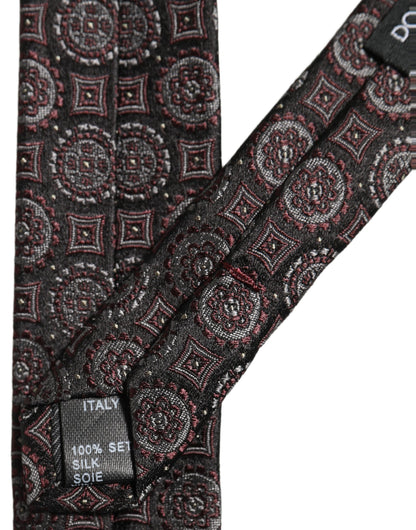 Dolce & Gabbana Dark Purple Geometric Adjustable Necktie Accessory Tie