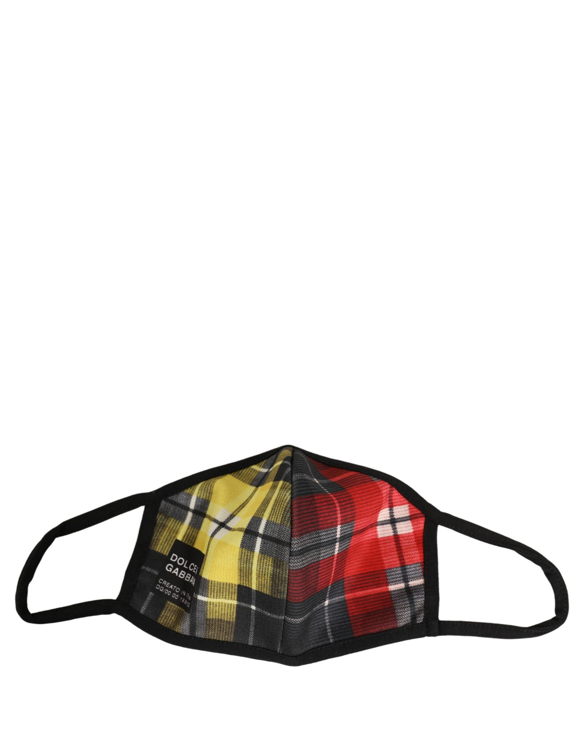 Dolce & Gabbana Multicolor Plaid Tartan Elastic Ear Strap Face Mask