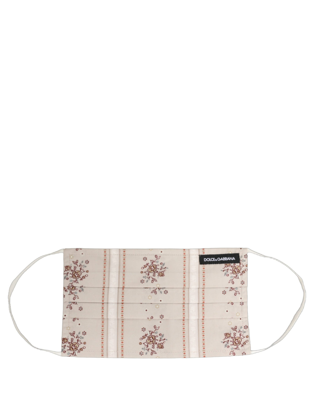 Dolce & Gabbana Beige Floral Print Pleated Elastic Ear Strap Face Mask