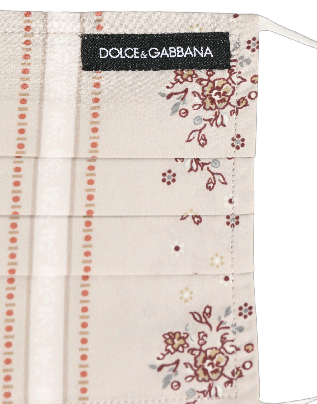 Dolce & Gabbana Beige Floral Print Pleated Elastic Ear Strap Face Mask