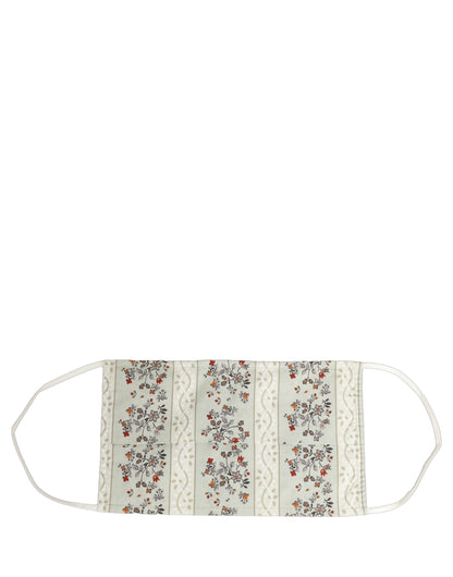 Dolce & Gabbana White Floral Cotton Pleated Elastic Ear Strap Face Mask