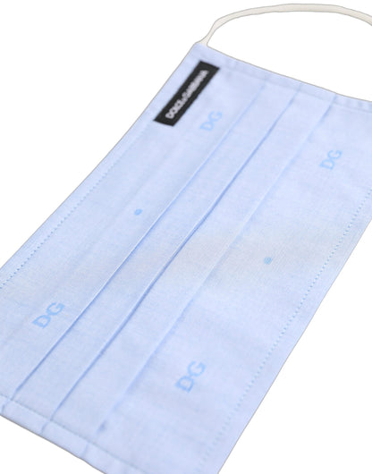 Dolce & Gabbana Light Blue DG Monogram Pleat Elastic Ear Strap Face Mask