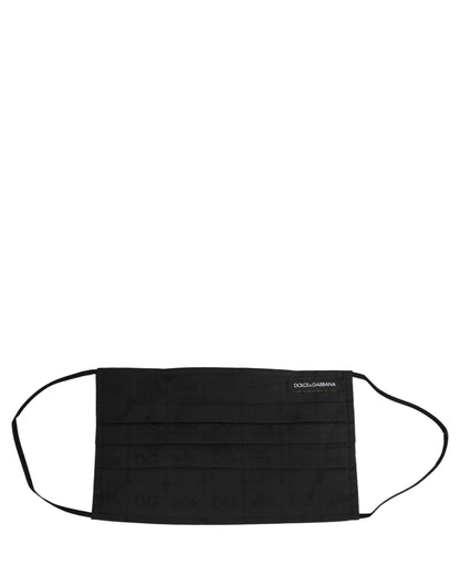 Dolce & Gabbana Black 100% Cotton Pleated Elastic Ear Strap Face Mask