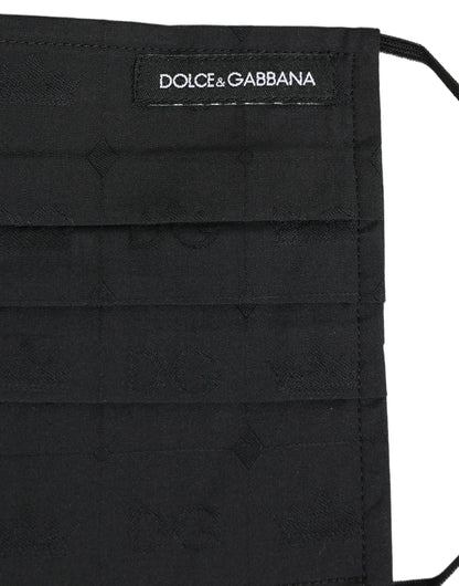 Dolce & Gabbana Black 100% Cotton Pleated Elastic Ear Strap Face Mask