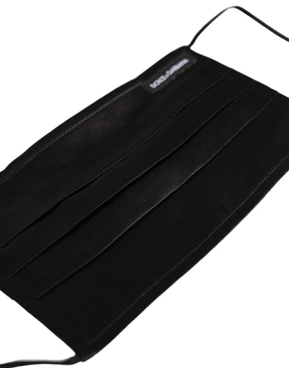 Dolce & Gabbana Black Satin Silk Pleated Elastic Ear Strap Face Mask