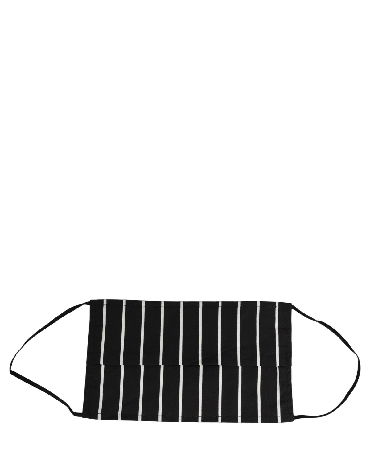 Dolce & Gabbana Black White Pinstripe Pleated Elastic Ear Strap Face Mask