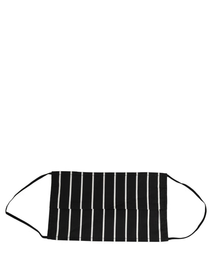 Dolce & Gabbana Black White Pinstripe Pleated Elastic Ear Strap Face Mask