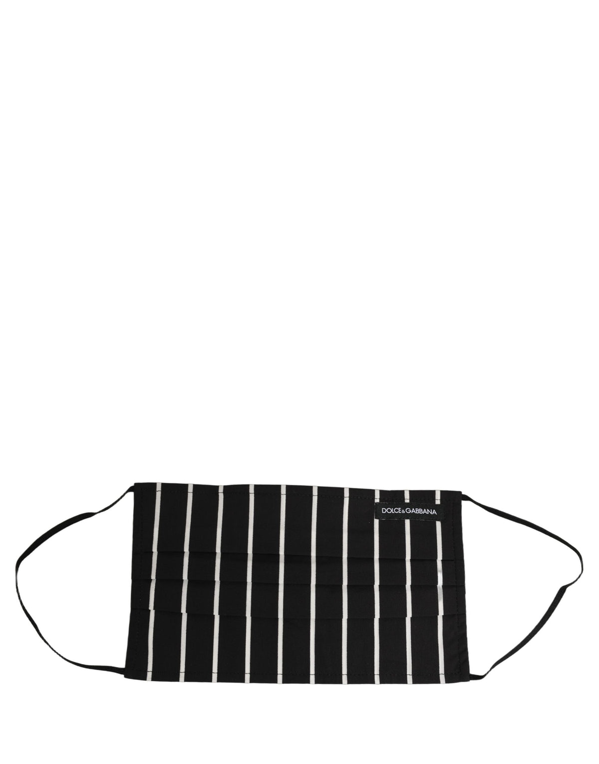 Dolce & Gabbana Black White Pinstripe Pleated Elastic Ear Strap Face Mask